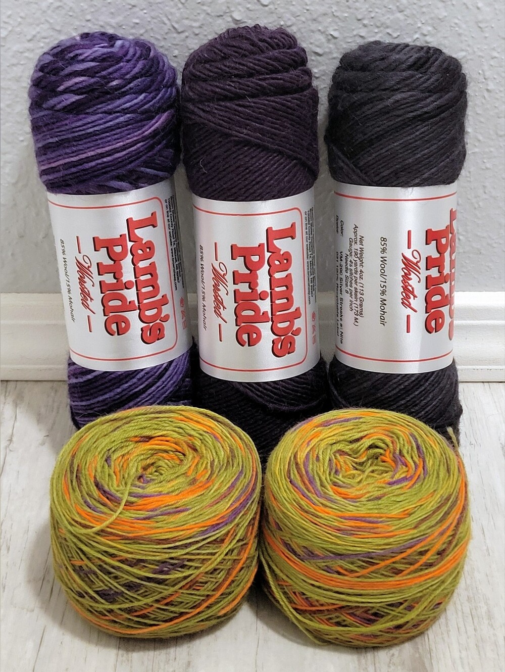 Spooky Halloween Yarn Bundle - Hand-Dyed Sock Cakes + Brown Sheep Wool Mohair